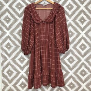 LC Lauren Conrad Burgundy Ruffle Tiered Dress